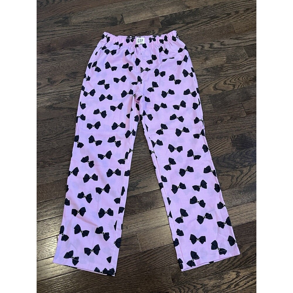 Gap Girls Pj Pants Bows Pink Black Sz 10 Flame Resistant